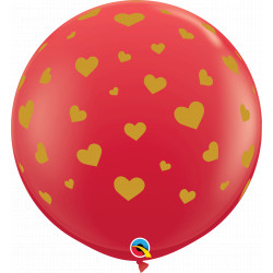 Random Hearts-a-round 3' Red W/ Gold Ink (2ct) By
