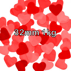 Red 32mm Heart Paper Confetti 1kg