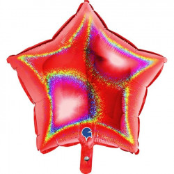 Red Glitter Holographic Star 18" Pkt