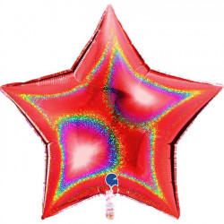 Red Glitter Holographic Star 36" Pkt