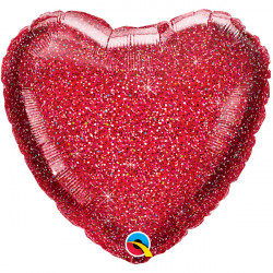 Red Glittergraphic Heart 18" Flat Q Gm