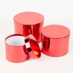 Red Metallic Hat Boxes (3)