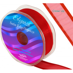 Red Satin Edge Organza Ribbon 25mm X 25m