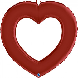 Red Satin Linky Heart 41" Grabo Pkt