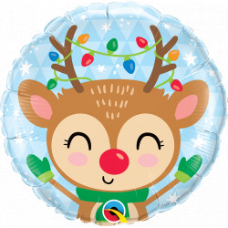 Reindeer & Coloured Lights 18" Pkt If