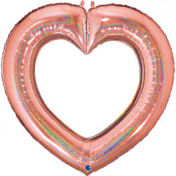 Rose Gold Glitter Linky Heart 41" Grabo Pkt