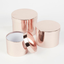 Rose Gold Metallic Hat Boxes (3)