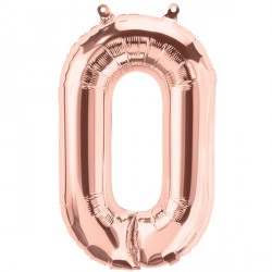 Rose Gold Number 0 Shape 16" Pkt
