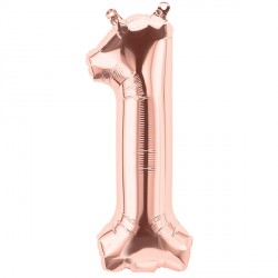 Rose Gold Number 1 Shape 16" Pkt