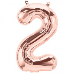 Rose Gold Number 2 Shape 16" Pkt