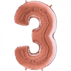 Rose Gold Number 3 Shape 26" Pkt