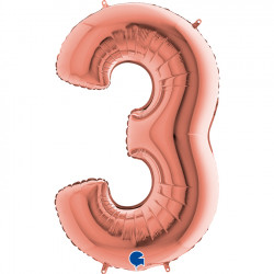 Rose Gold Number 3 Shape 40" Pkt