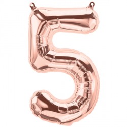 Rose Gold Number 5 Shape 16" Pkt