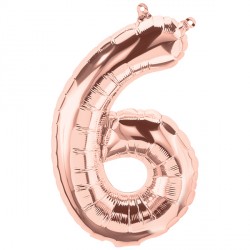 Rose Gold Number 6 Shape 16" Pkt