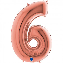 Rose Gold Number 6 Shape 40" Pkt