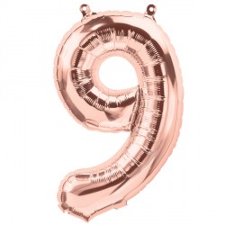 Rose Gold Number 9 Shape 16" Pkt