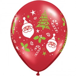 Santa & Christmas Tree 11" Ruby Red (50ct) Ca