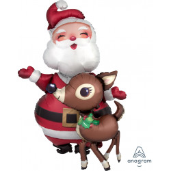 Santa & Reindeer Airwalker P93 Pkt (31" X 48")