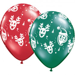 Santa & Rudolph 11" Emerald Green & Ruby Red (25ct) Ygx