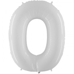 Shiny White Number 0 Shape 40" Pkt