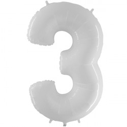 Shiny White Number 3 Shape 40" Pkt