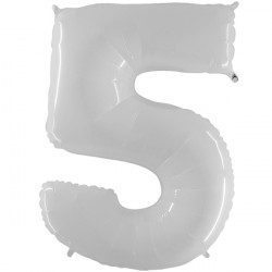 Shiny White Number 5 Shape 40" Pkt
