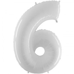 Shiny White Number 6 Shape 40" Pkt