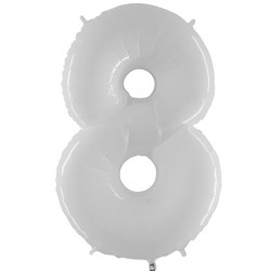 Shiny White Number 8 Shape 40" Pkt