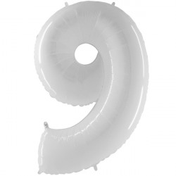 Shiny White Number 9 Shape 40" Pkt