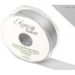 Silver Eleganza Double Faced Satin Ribbon 25mm X 20m
