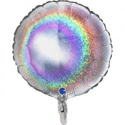 Silver Glitter Holographic Round 18" Pkt