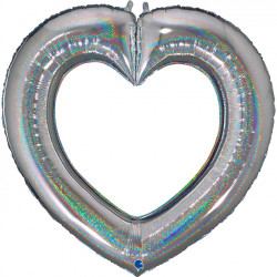 Silver Glitter Linky Heart 41" Grabo Pkt