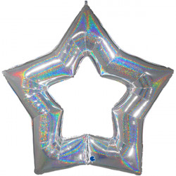 Silver Glitter Linky Star 48" Grabo Pkt