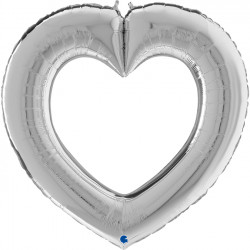 Silver Linky Heart 41" Grabo Pkt