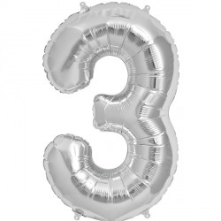 Silver Number 3 Shape 16" Pkt