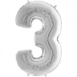 Silver Number 3 Shape 26" Pkt