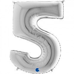 Silver Number 5 Shape 40" Pkt