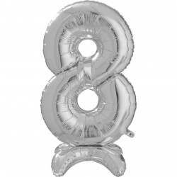 Silver Number 8 Standup Shape 25" Pkt