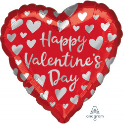 Simple Silver Hearts Happy Valentine's Day Standard S40 Pkt