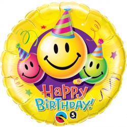 Smiley Faces Birthday 18" Pkt If