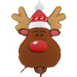 Smiley Reindeer Head 34" Shape C Pkt