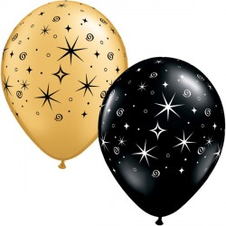 Sparkles & Swirls 11" Gold & Onyx Black (50ct) Lbr