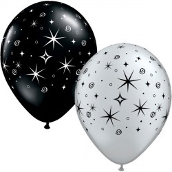 Sparkles & Swirls 11" Silver & Onyx Black (50ct) Lbr
