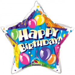 Sparkling Balloons Star Birthday 20" Pkt Im