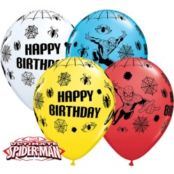 Spider-man Ultimate Birthday 11" White, Yellow, Red & Robin's Egg Blue (25ct) Lbc
