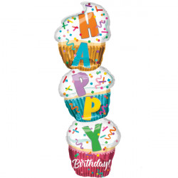 Stacked Cupcake Birthday Shape P35 Pkt (13" X 41")