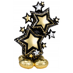Star Cluster Black & Gold P70 Airloonz Pkt (34" X 59")