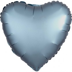 Steel Blue Satin Luxe Heart Standard S15 Flat A