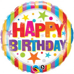 Stripes & Stars Birthday 18" Pkt If