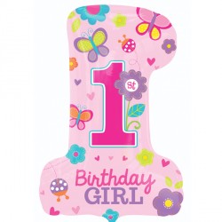 Sweet 1st Birthday Girl Shape P35 Pkt (19" X 28")